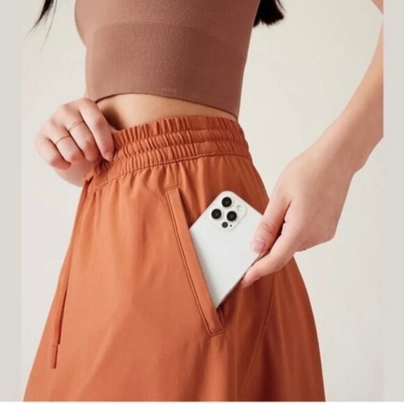 Athleta Womens Arrival Skirt Orange Knee-Length W/ Pockets Size 10 Lightweight - Picture 3 of 16